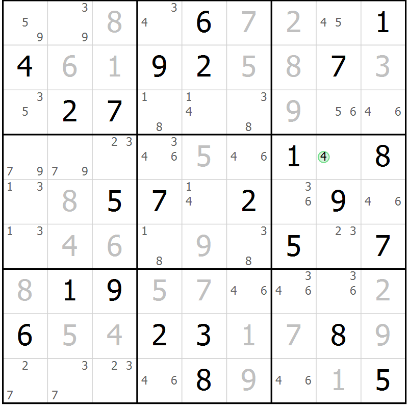Position des candidats pour la solution de la Gr 38 page 41 du magazine de sudoku Maestro n° 104
