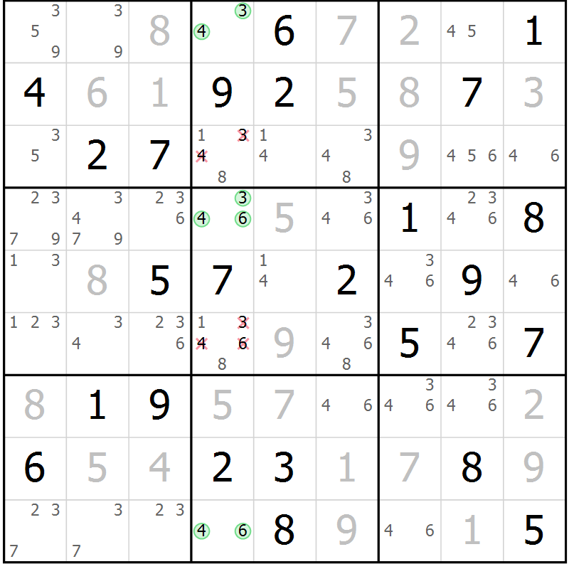 Position des candidats pour la solution de la Gr 38 page 41 du magazine de sudoku Maestro n° 104