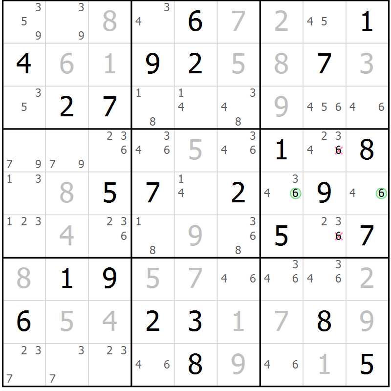 Position des candidats pour la solution de la Gr 38 page 41 du magazine de sudoku Maestro n° 104