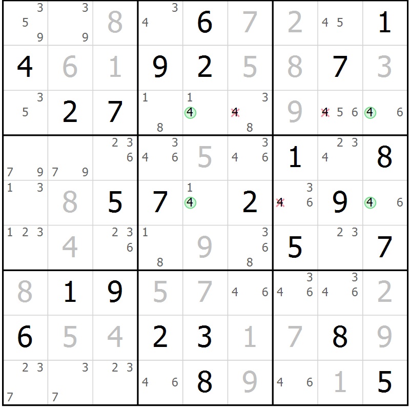 Position des candidats pour la solution de la Gr 38 page 41 du magazine de sudoku Maestro n° 104