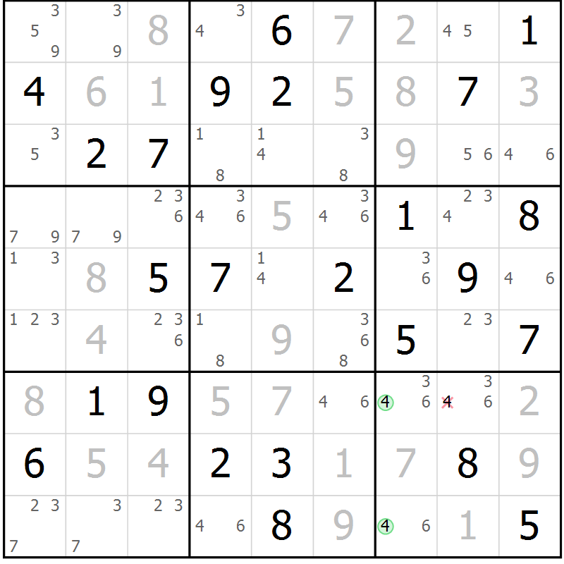Position des candidats pour la solution de la Gr 38 page 41 du magazine de sudoku Maestro n° 104