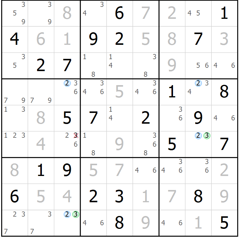 Position des candidats pour la solution de la Gr 38 page 41 du magazine de sudoku Maestro n° 104