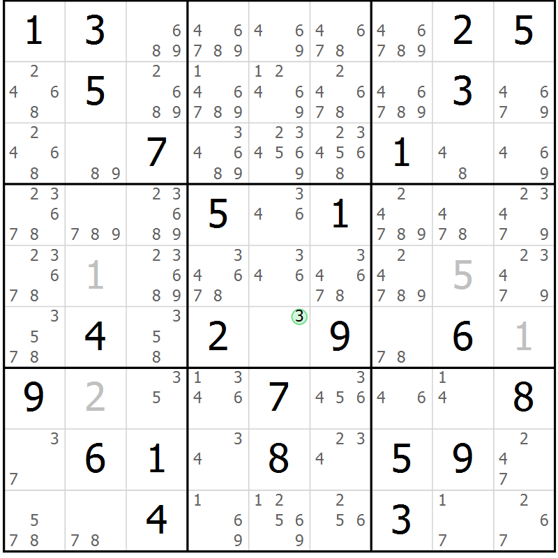 Position des candidats pour la solution de la Gr 39 page 42 du magazine de sudoku Maestro n° 104