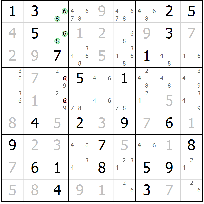 Position des candidats pour la solution de la Gr 39 page 42 du magazine de sudoku Maestro n° 104