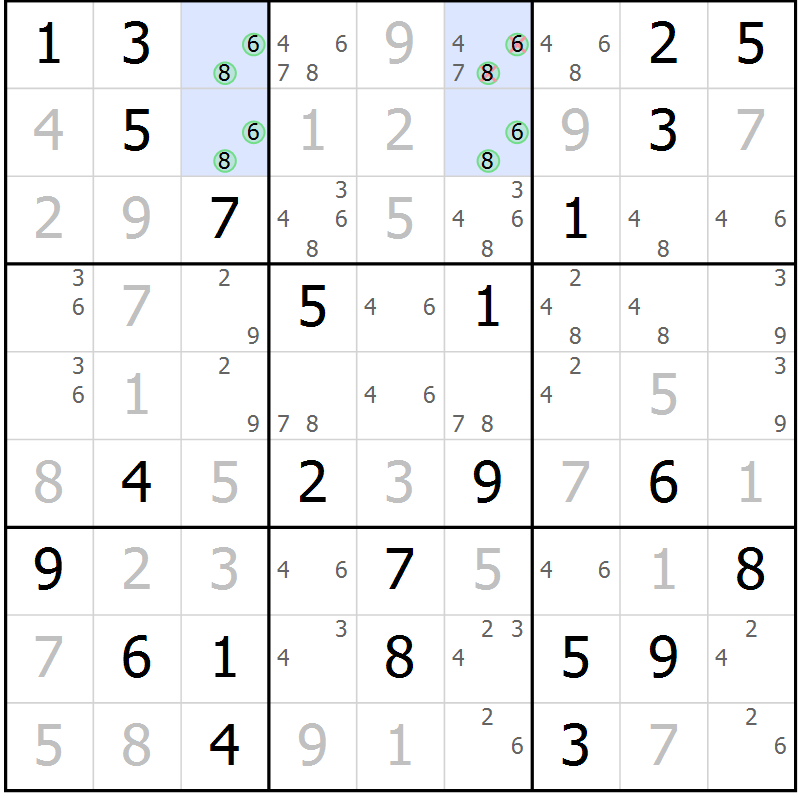 Position des candidats pour la solution de la Gr 39 page 42 du magazine de sudoku Maestro n° 104
