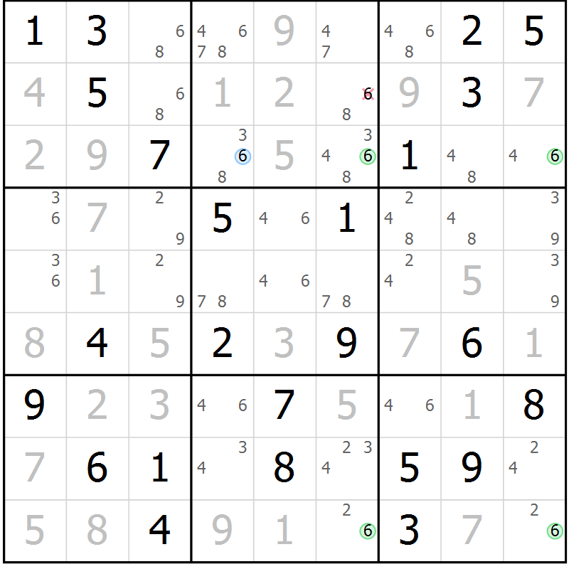 Position des candidats pour la solution de la Gr 39 page 42 du magazine de sudoku Maestro n° 104