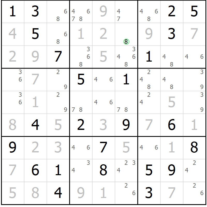 Position des candidats pour la solution de la Gr 39 page 42 du magazine de sudoku Maestro n° 104