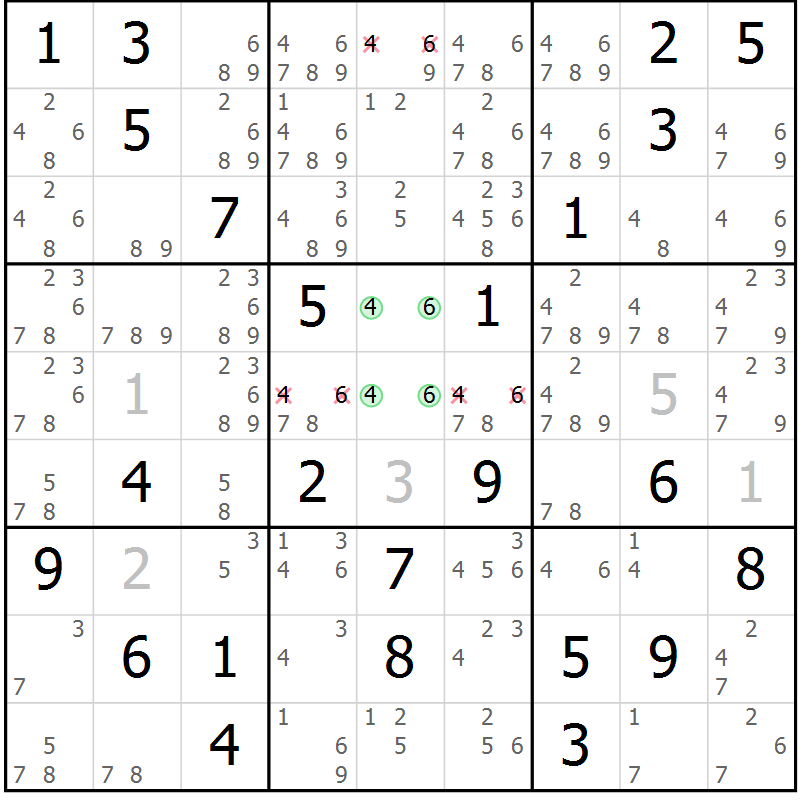 Position des candidats pour la solution de la Gr 39 page 42 du magazine de sudoku Maestro n° 104