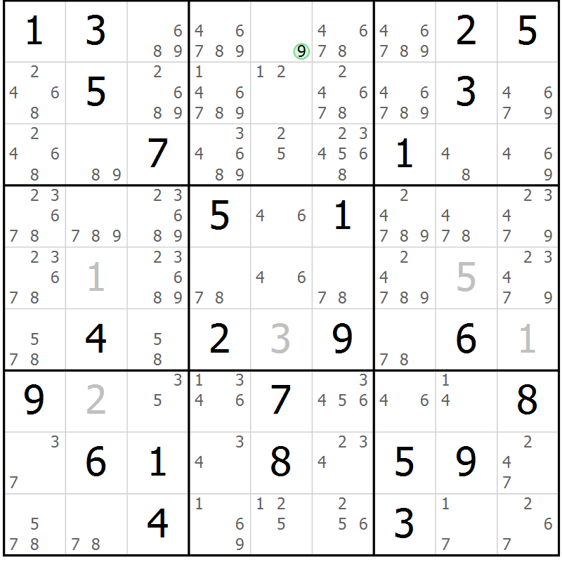 Position des candidats pour la solution de la Gr 39 page 42 du magazine de sudoku Maestro n° 104