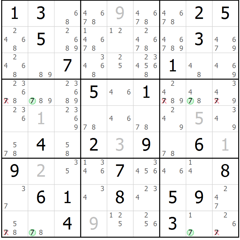 Position des candidats pour la solution de la Gr 39 page 42 du magazine de sudoku Maestro n° 104