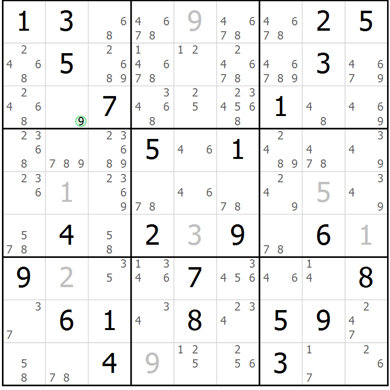 Position des candidats pour la solution de la Gr 39 page 42 du magazine de sudoku Maestro n° 104