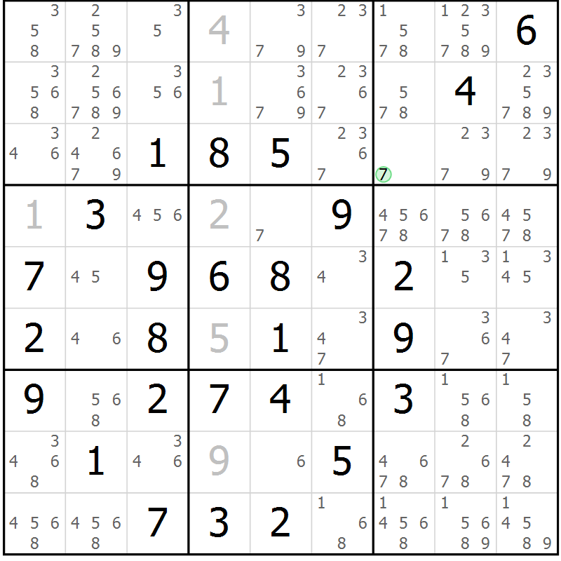 Position des candidats pour la solution de la Gr 4 page 7 du magazine de sudoku Maestro n° 104