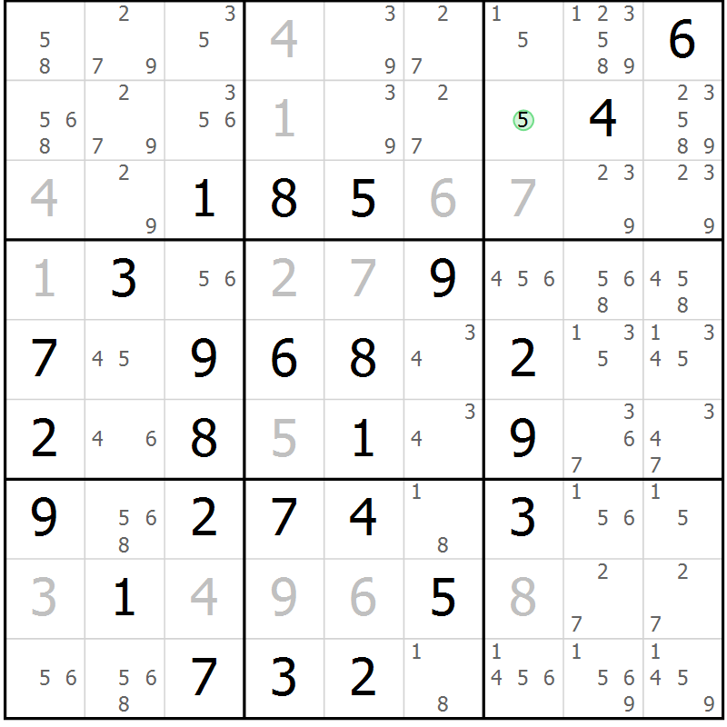 Position des candidats pour la solution de la Gr 4 page 7 du magazine de sudoku Maestro n° 104