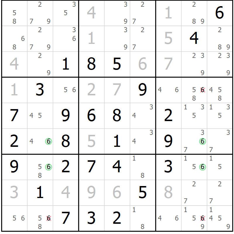 Position des candidats pour la solution de la Gr 4 page 7 du magazine de sudoku Maestro n° 104