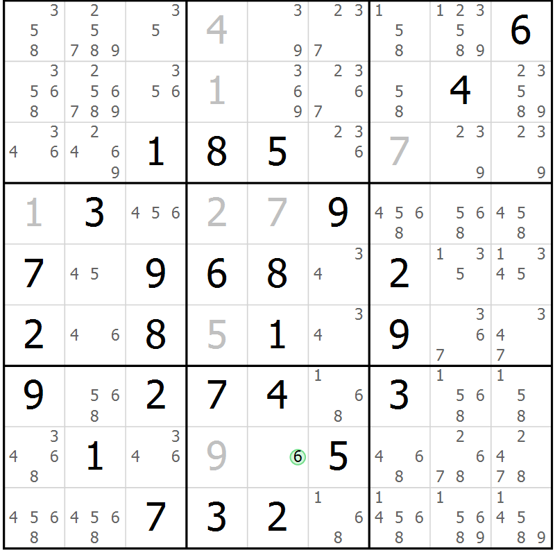 Position des candidats pour la solution de la Gr 4 page 7 du magazine de sudoku Maestro n° 104