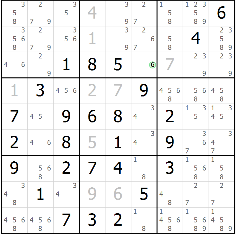 Position des candidats pour la solution de la Gr 4 page 7 du magazine de sudoku Maestro n° 104