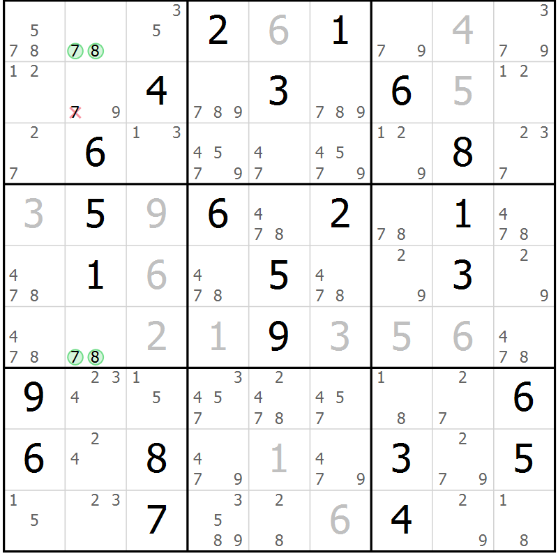 Position des candidats pour la solution de la Gr 40 page 43 du magazine de sudoku Maestro n° 104