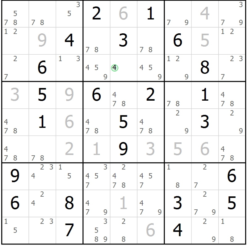 Position des candidats pour la solution de la Gr 40 page 43 du magazine de sudoku Maestro n° 104