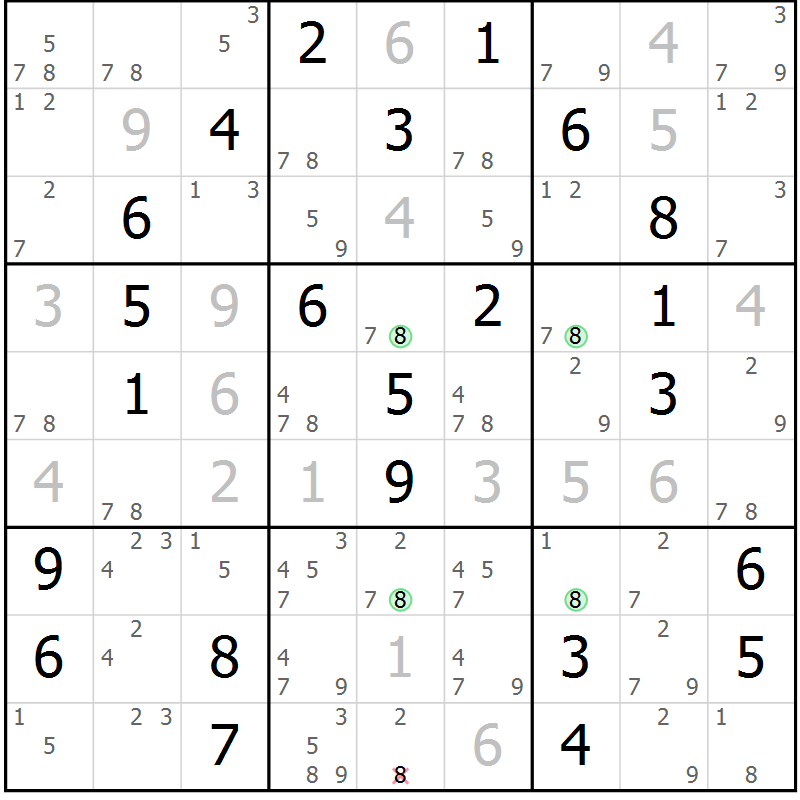 Position des candidats pour la solution de la Gr 40 page 43 du magazine de sudoku Maestro n° 104