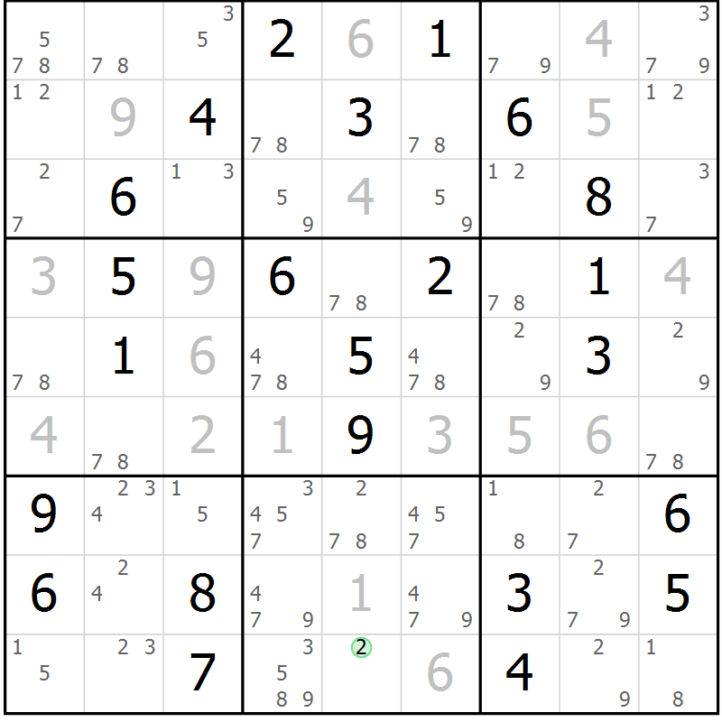 Position des candidats pour la solution de la Gr 40 page 43 du magazine de sudoku Maestro n° 104