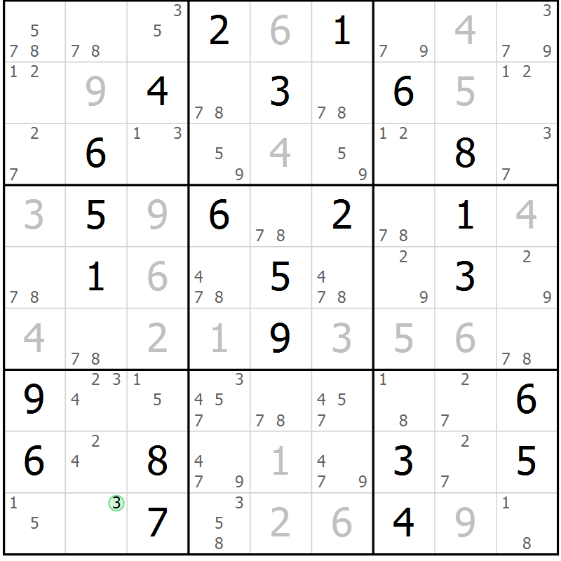 Position des candidats pour la solution de la Gr 40 page 43 du magazine de sudoku Maestro n° 104