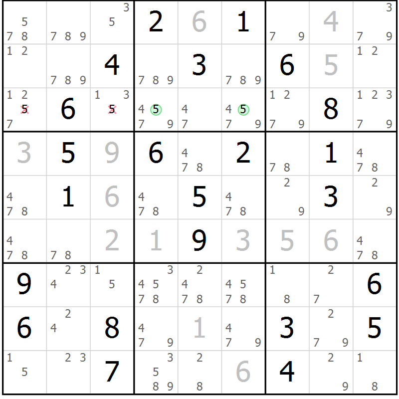 Position des candidats pour la solution de la Gr 40 page 43 du magazine de sudoku Maestro n° 104