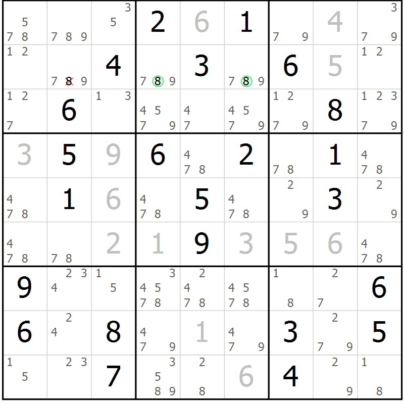 Position des candidats pour la solution de la Gr 40 page 43 du magazine de sudoku Maestro n° 104