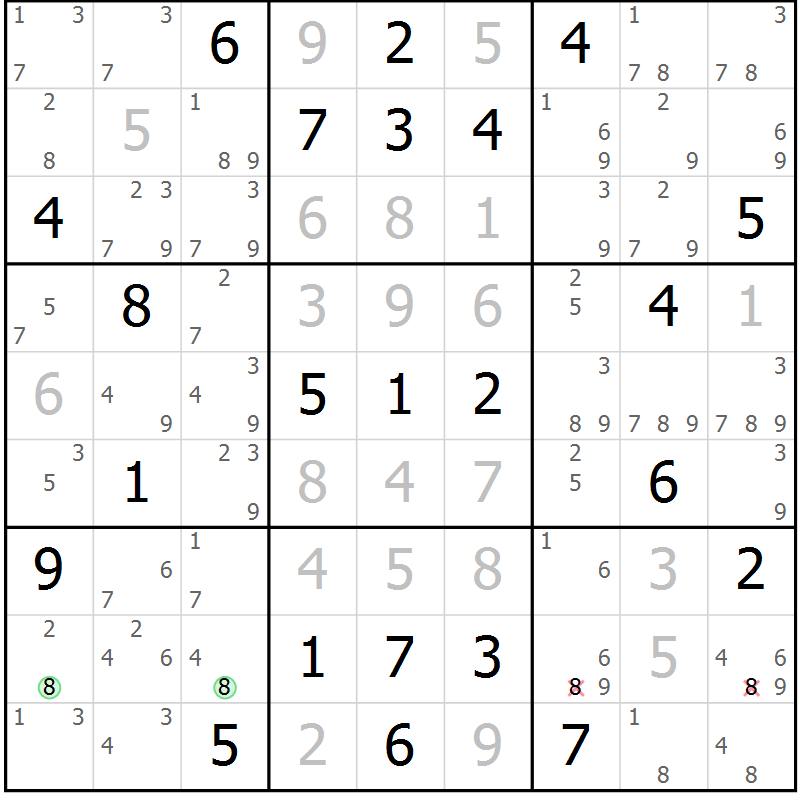 Position des candidats pour la solution de la Gr 41 page 44 du magazine de sudoku Maestro n° 104