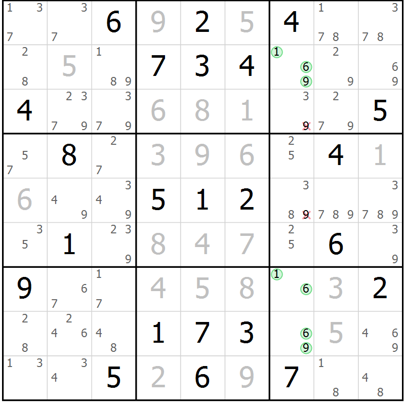 Position des candidats pour la solution de la Gr 41 page 44 du magazine de sudoku Maestro n° 104