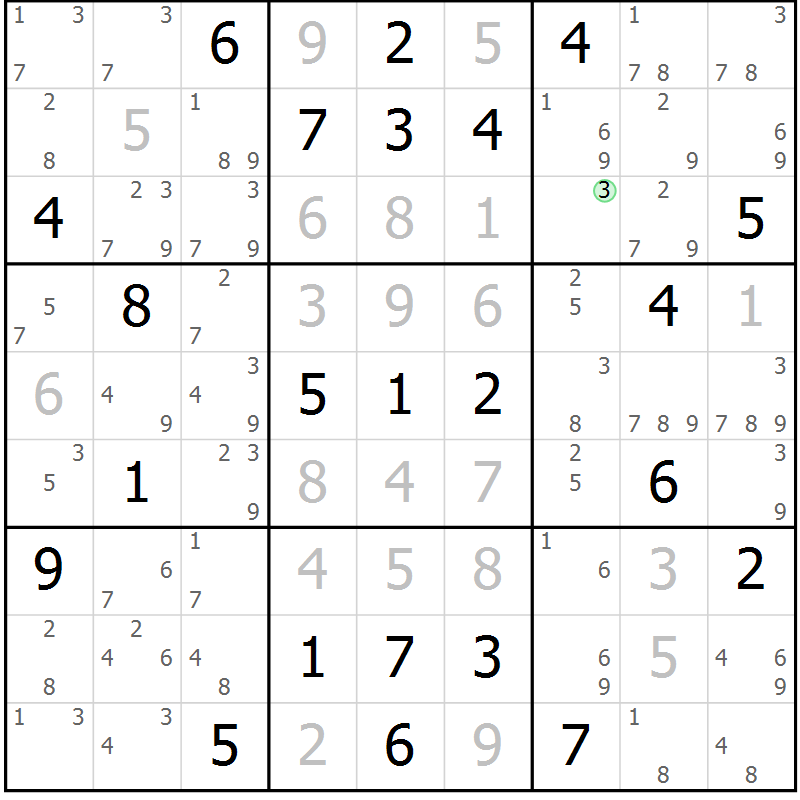 Position des candidats pour la solution de la Gr 41 page 44 du magazine de sudoku Maestro n° 104