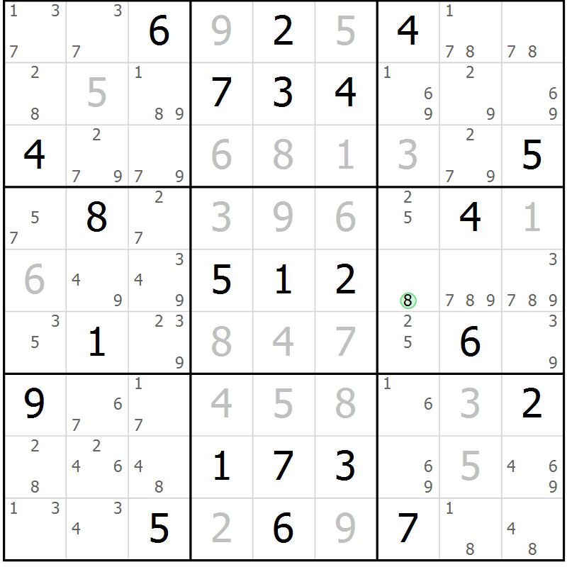 Position des candidats pour la solution de la Gr 41 page 44 du magazine de sudoku Maestro n° 104