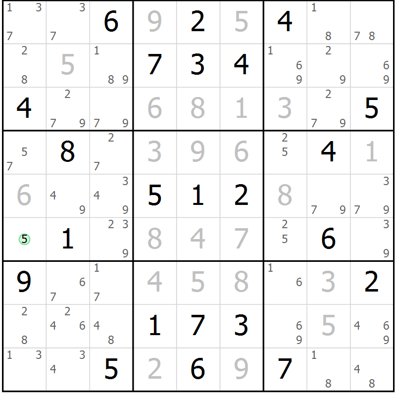 Position des candidats pour la solution de la Gr 41 page 44 du magazine de sudoku Maestro n° 104