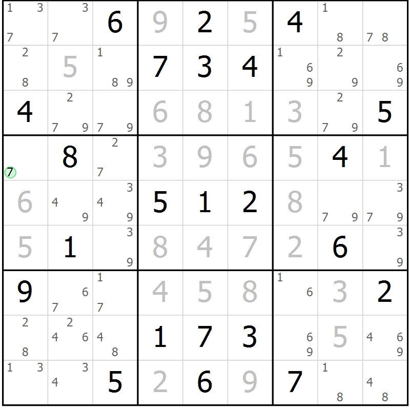 Position des candidats pour la solution de la Gr 41 page 44 du magazine de sudoku Maestro n° 104