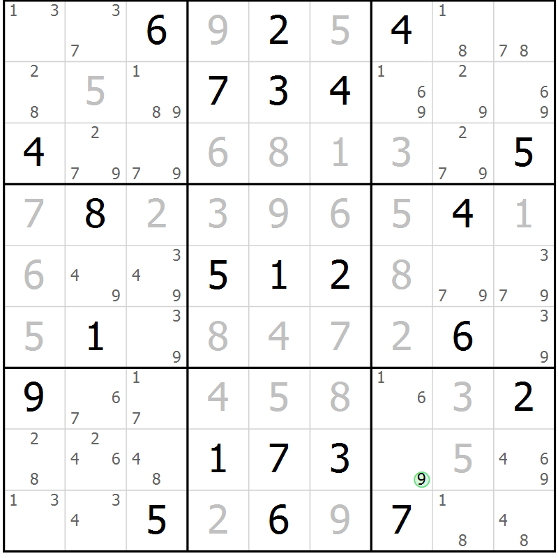 Position des candidats pour la solution de la Gr 41 page 44 du magazine de sudoku Maestro n° 104