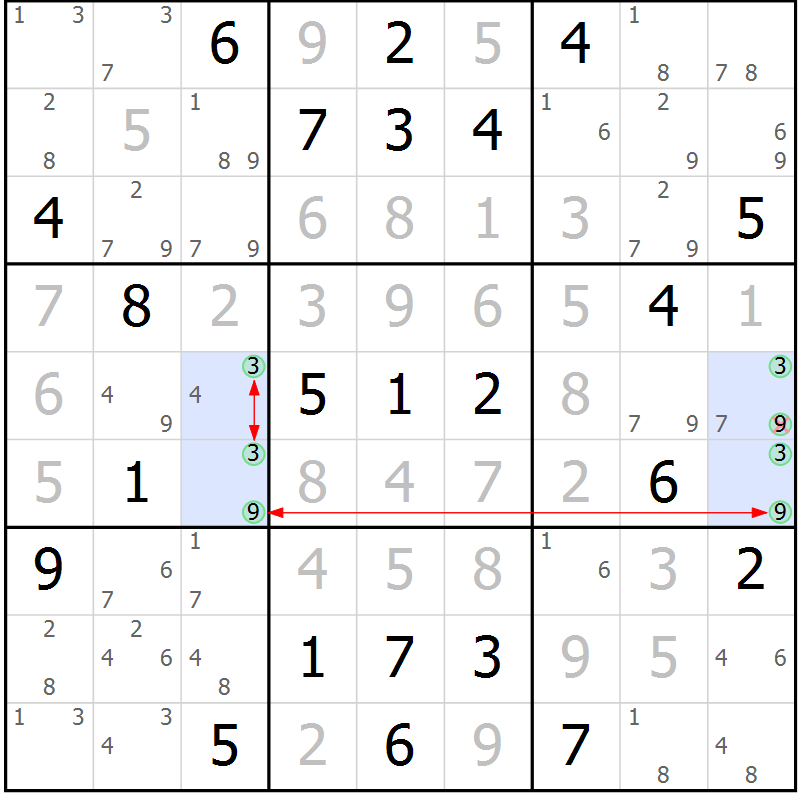 Position des candidats pour la solution de la Gr 41 page 44 du magazine de sudoku Maestro n° 104