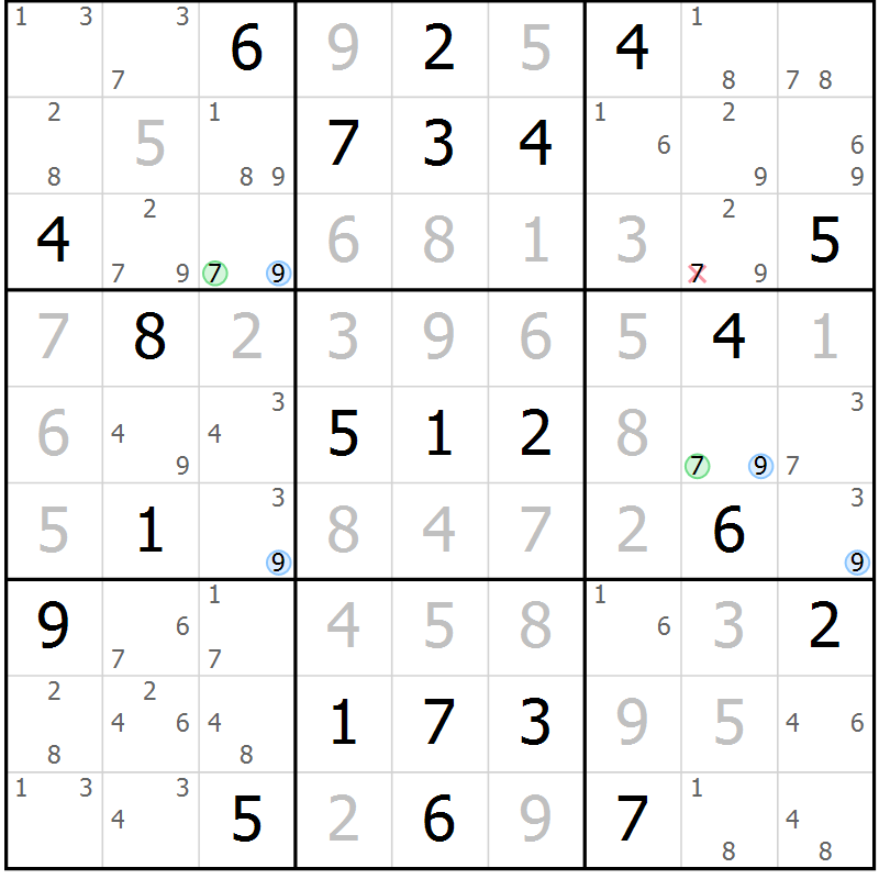 Position des candidats pour la solution de la Gr 41 page 44 du magazine de sudoku Maestro n° 104