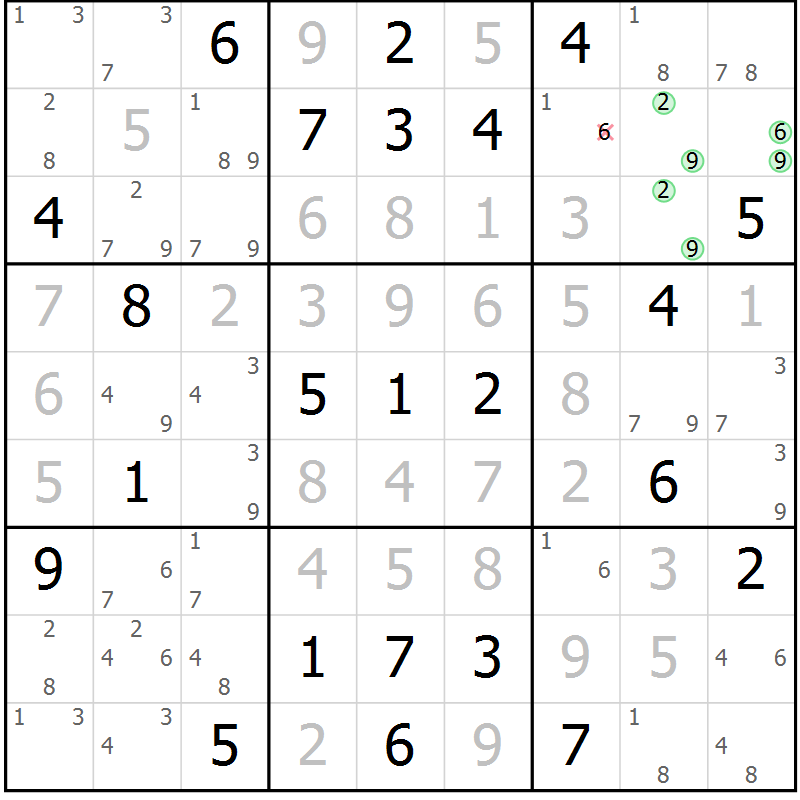 Position des candidats pour la solution de la Gr 41 page 44 du magazine de sudoku Maestro n° 104