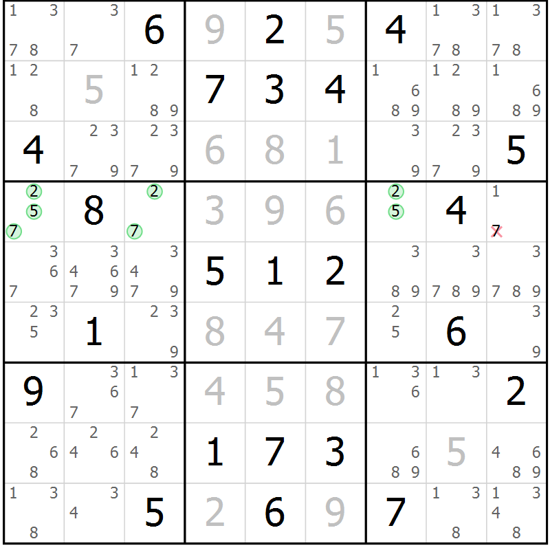 Position des candidats pour la solution de la Gr 41 page 44 du magazine de sudoku Maestro n° 104