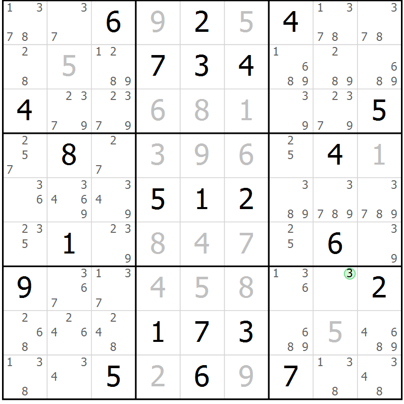 Position des candidats pour la solution de la Gr 41 page 44 du magazine de sudoku Maestro n° 104