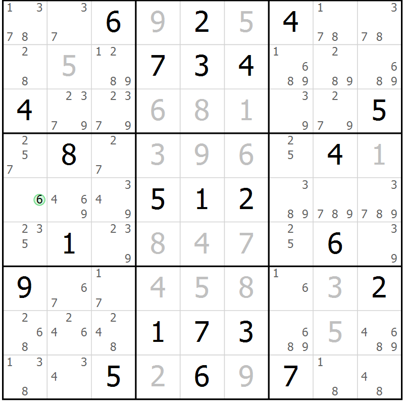 Position des candidats pour la solution de la Gr 41 page 44 du magazine de sudoku Maestro n° 104