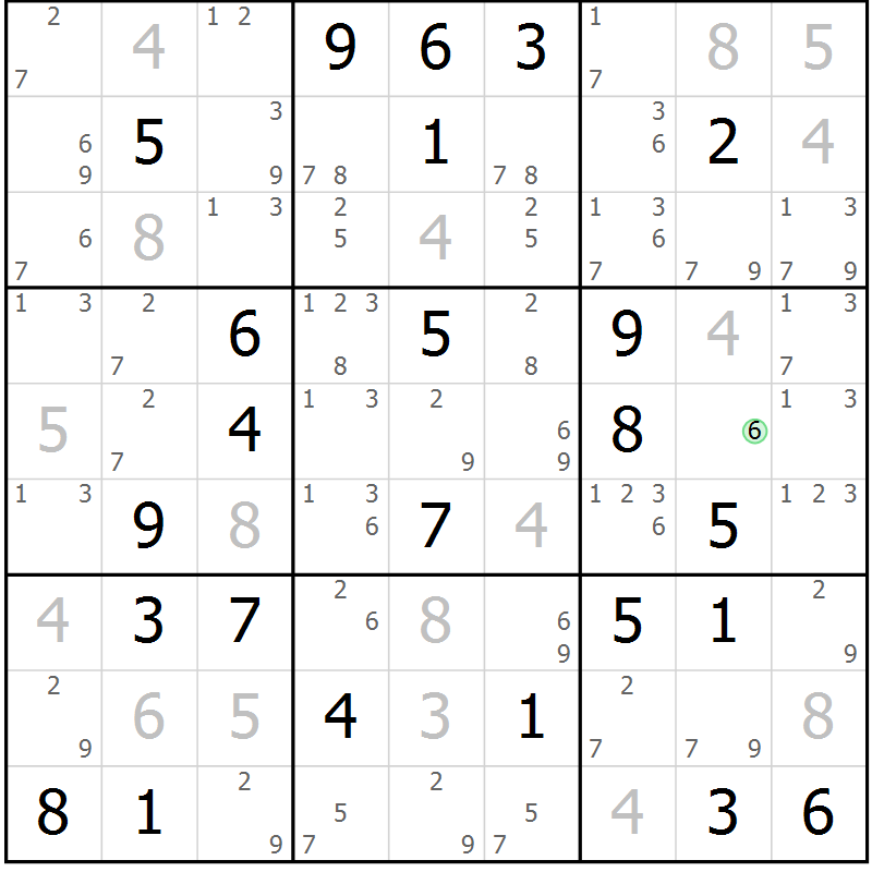 Position des candidats pour la solution de la Gr 42 page 45 du magazine de sudoku Maestro n° 104