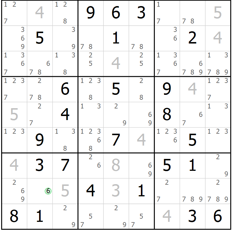 Position des candidats pour la solution de la Gr 42 page 45 du magazine de sudoku Maestro n° 104