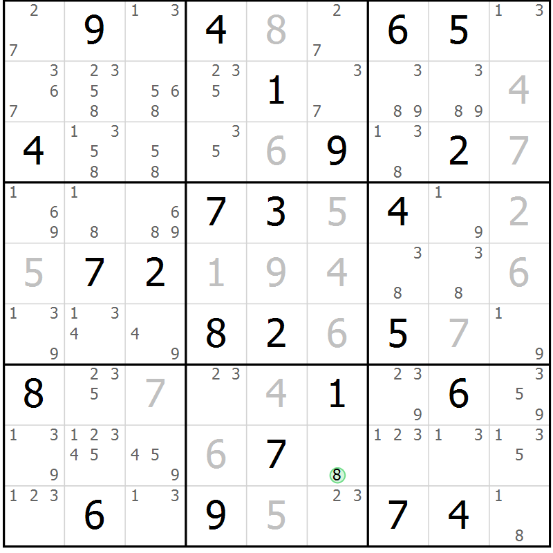 Position des candidats pour la solution de la Gr 44 page 47 du magazine de sudoku Maestro n° 104