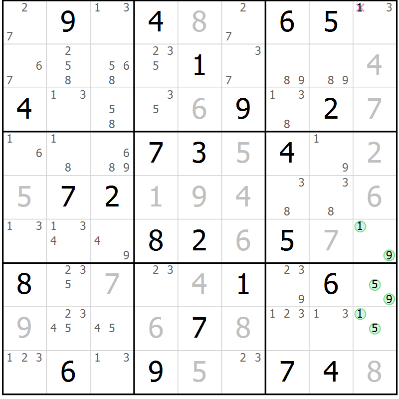 Position des candidats pour la solution de la Gr 44 page 47 du magazine de sudoku Maestro n° 104