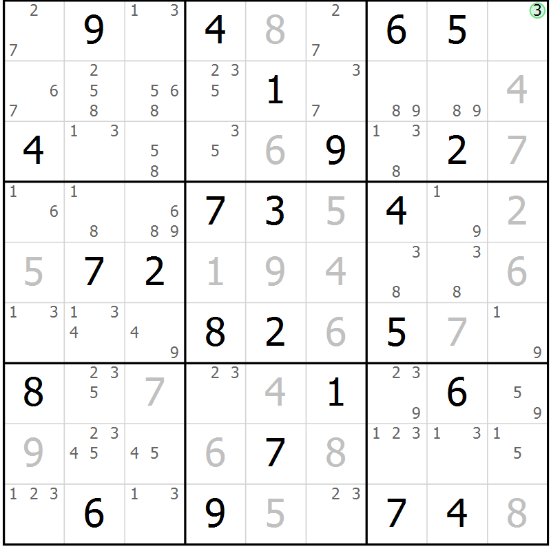 Position des candidats pour la solution de la Gr 44 page 47 du magazine de sudoku Maestro n° 104