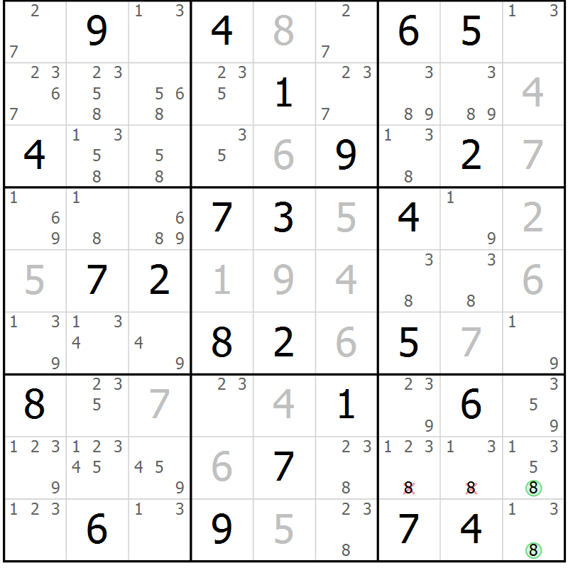 Position des candidats pour la solution de la Gr 44 page 47 du magazine de sudoku Maestro n° 104