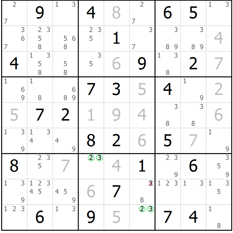 Position des candidats pour la solution de la Gr 44 page 47 du magazine de sudoku Maestro n° 104