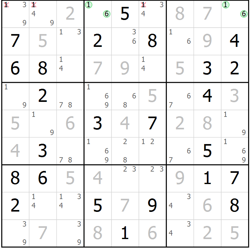 Position des candidats pour la solution de la Gr 45 page 48 du magazine de sudoku Maestro n° 104