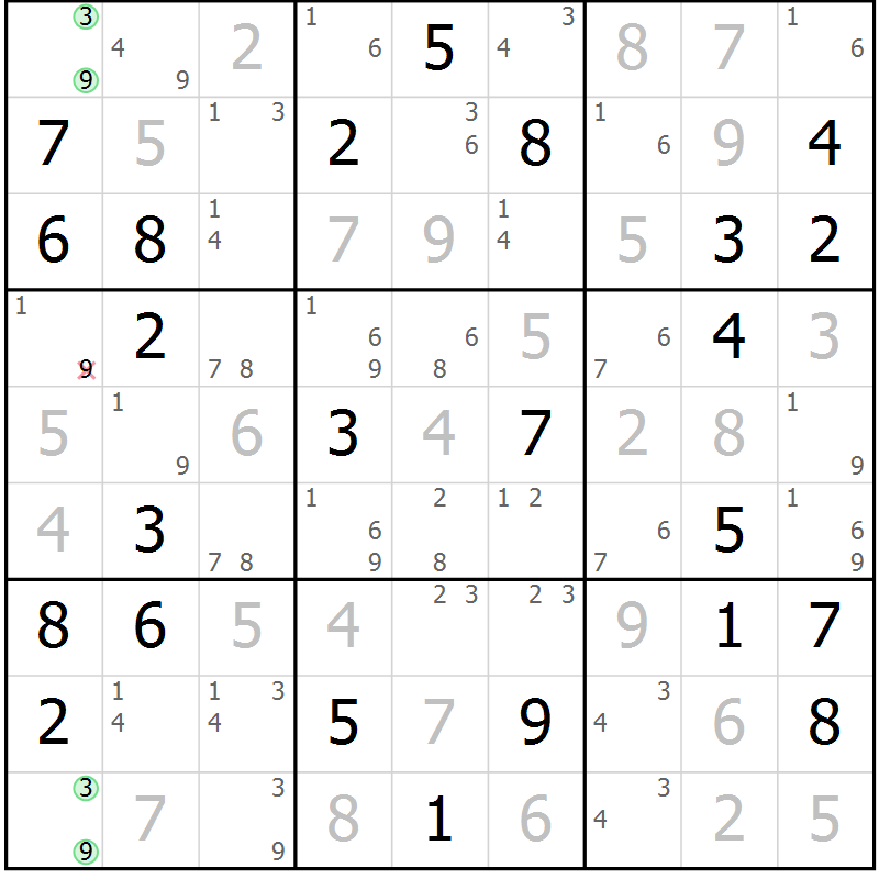 Position des candidats pour la solution de la Gr 45 page 48 du magazine de sudoku Maestro n° 104