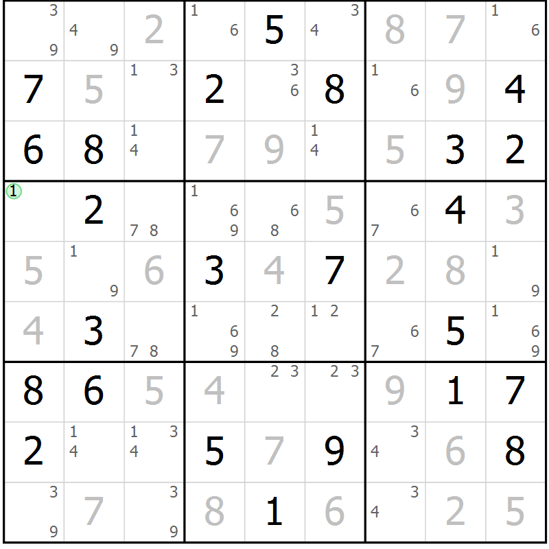 Position des candidats pour la solution de la Gr 45 page 48 du magazine de sudoku Maestro n° 104